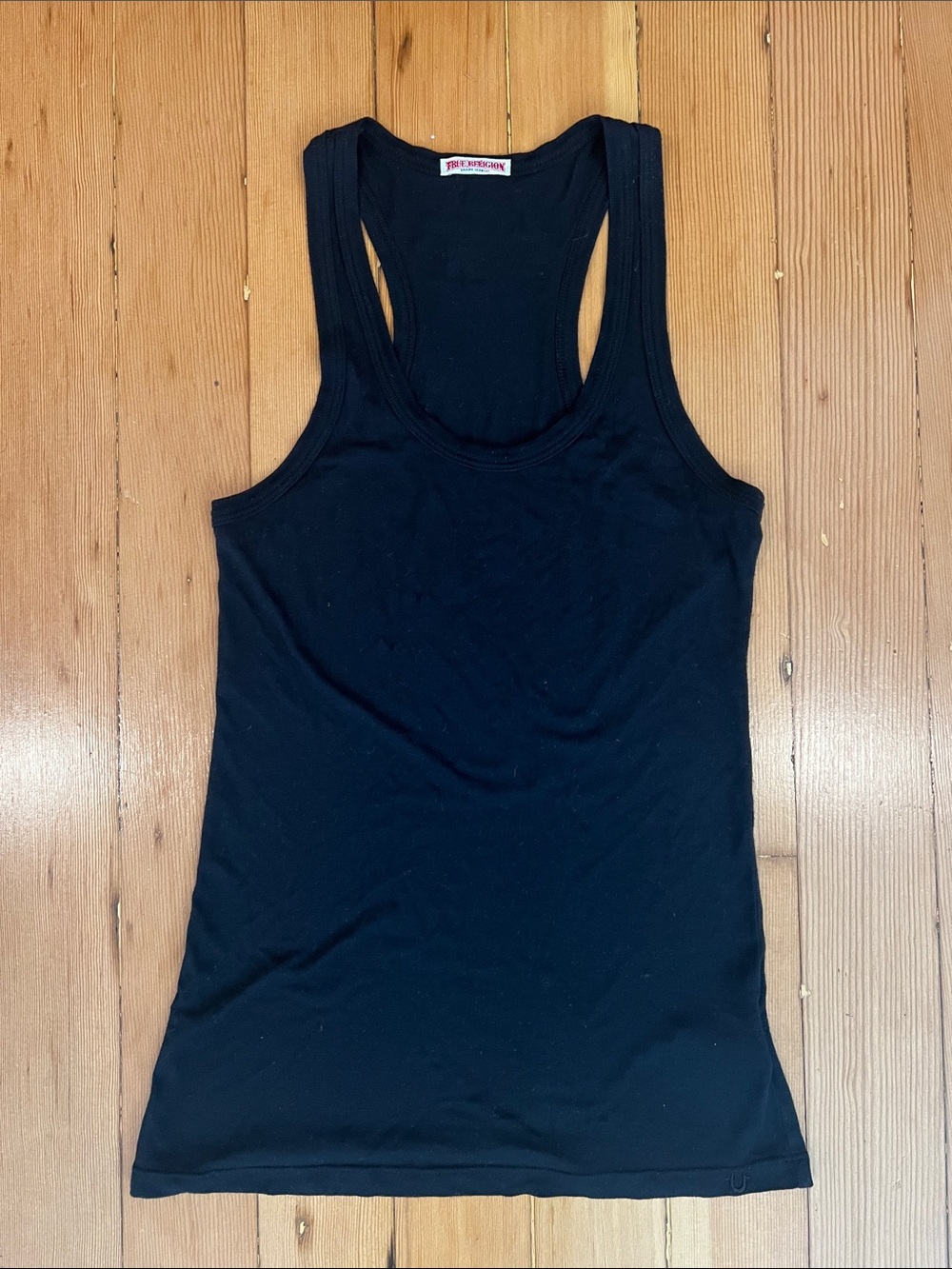 True Religion Black Racerback Tank Top black 100% micro modal made in USA